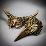 Men's Women's Bronze Bird Skull and Horned Medusa Masquerade Mask for Costumes
