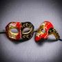 Red Gold Venetian Musical Half Face Mask & Phantom of the Opera Mask Couple Masquerade Set