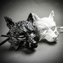 White & Black Wolf Animal Halloween Masquerade Couple Mask