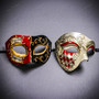 Venetian Red Black Musical Mask & Red Silver Harlequin Phantom of the Opera Masquerade Couple Mask Set