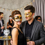 Gold Black & Ivory Venetian Phantom Musical Half Face Masquerade Couple Mask Set