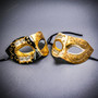 Gold Black & Ivory Venetian Phantom Musical Half Face Masquerade Couple Mask Set