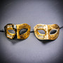 Gold Black & Ivory Venetian Phantom Musical Half Face Masquerade Couple Mask Set