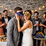 Gold Black Venetian Phantom Musical Half Face & Blue Glitter Ball Masquerade Couple Mask Set