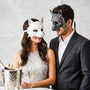 White & Silver Wolf Animal Halloween Masquerade Couple Mask