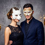 White Wolf Animal Masquerade & White Gold Winged Greek Warrior Masquerade Couple Mask Set