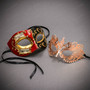 Red Black Musical Venetian Mask & Rose Gold Filigree Eye Masquerade Mask Set