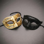 Venetian Musical Ivory & Black Glitter Venetian Eye Mask Couple Masquerade Set