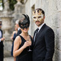 Black Swan Lunar Crystal Mask & White Gold Pegasus Warrior Masquerade Couple Mask Set