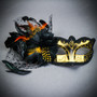 Red Black Musical Venetian Mask & Gold Black Feather Eye Mask Couple Masquerade Set