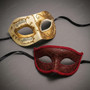 Venetian Musical Ivory Gold & Red Glitter Venetian Eye Mask Couple Masquerade Set