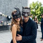 Black Swan Lunar Crystal Mask & Black Wolf Masquerade Couple Mask Set
