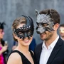 Black Swan Lunar Crystal Mask & Black Wolf Masquerade Couple Mask Set