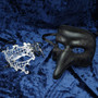 Black Long Nose Swan Venetian Masquerade Mask & Silver Venetian Masquerade Phantom Mask with Silver Swarovki - Couple - 2