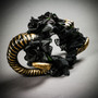 Gold Ram Horn Roses Headband & Silver Large Krampus Horn Couple Headband Set