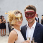 Elegant Venetian Couples Masquerade Mask - Burgundy Gold