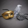 Venetian Gold and Red Lace Masquerade Eyes Mask