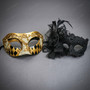 Couples Phantom and Silver Flower Masquerade Masks