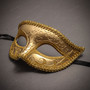 Gold Glitter Venetian Eye Mask & Purple Floral Tulle Feather Lace Mask Couple Masquerade Set