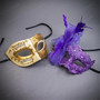Venetian Musical Lace Masquerade Mask - Red Black Gold