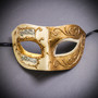 Ivory Gold Musical Venetian Mask & Purple Lace Feather Masquerade Couple Mask Set