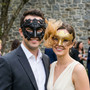 Roman and Glitter Couples Masquerade Mask - Black Gold