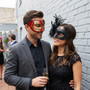Venetian Musical Lace Masquerade Mask - Red Black Gold