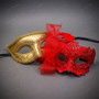 Venetian Gold and Purple Feather Masquerade Masks