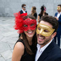 Venetian Gold and Red Lace Masquerade Eyes Mask
