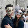 Venetian Couple Masquerade Masks - Harlequin & Purple