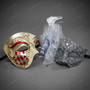 Venetian Harlequin Men Masquerade Mask - Red Gold