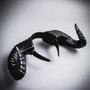 Silver Floral Lace Wide Horn Headband & Black Large Krampus Horn Couple Headband Set