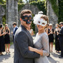 Gothic Skull And Elegant Feathered Glitter Lace Couple Masquerade Eyes Masks - Black White
