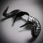 Silver Floral Lace Wide Horn Headband & Large Krampus Horn Couple Headband Set