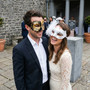 Venetian Musical Baroque Glitter Feather Men Women Masquerade Eye Mask - Gold White Silver