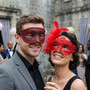 Venetian Elegant Glitter Lace and Swirl Men Women Masquerade Eye Masks - Red Burgundy