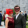 Venetian Elegant Glitter Lace and Swirl Men Women Masquerade Eye Masks - Red Burgundy