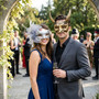 Horned Beast And Silver Floral Feather Women Men Couples Masquerade Mask - Gold Silver