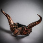 Copper Floral Lace Wide Horn Headband & Black Large Krampus Horn Couple Headband Set