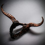 Copper Floral Lace Wide Horn Headband & Black Large Krampus Horn Couple Headband Set
