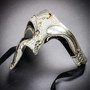 Silver Black Harlequin Phantom of the Opera & Purple Lace Feather Masquerade Couple Mask Set