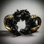 Gold Ram Horn Roses Headband & Large Krampus Horn Couple Headband Set