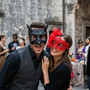 Devil Horned and Lace Feather Men and Women Masquerade Venetian Eye Masks - Black Red