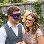 Venetian Elegant Glitter Feather Mesh Couple Masquerade Eyes Masks - Purple Gold