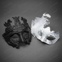 Roman Pegasus And Glitter Feather Couples Masquerade Masks - Black and White Silver