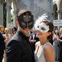 Roman Pegasus And Glitter Feather Couples Masquerade Masks - Black and White Silver