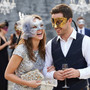Venetian Music Note and Elegant Floral Feather Masquerade Eyes Masks - Gold Black Silver