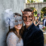 Bronze Horned Demon and Silver Floral Feather Lace Men Women Mask - Bronze Silver