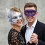 Venetian Elegant Glitter Floral Feather Women Masquerade Eyes Mask - Purple Silver