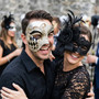 Venetian Phantom Harlequin And Lace Flower Women Men Masquerade Masks - Silver Black